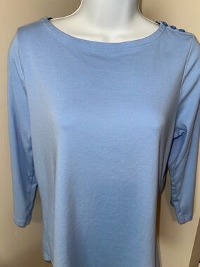 Charter Club Light Blue Boatneck 3/4 Sleeve Top
